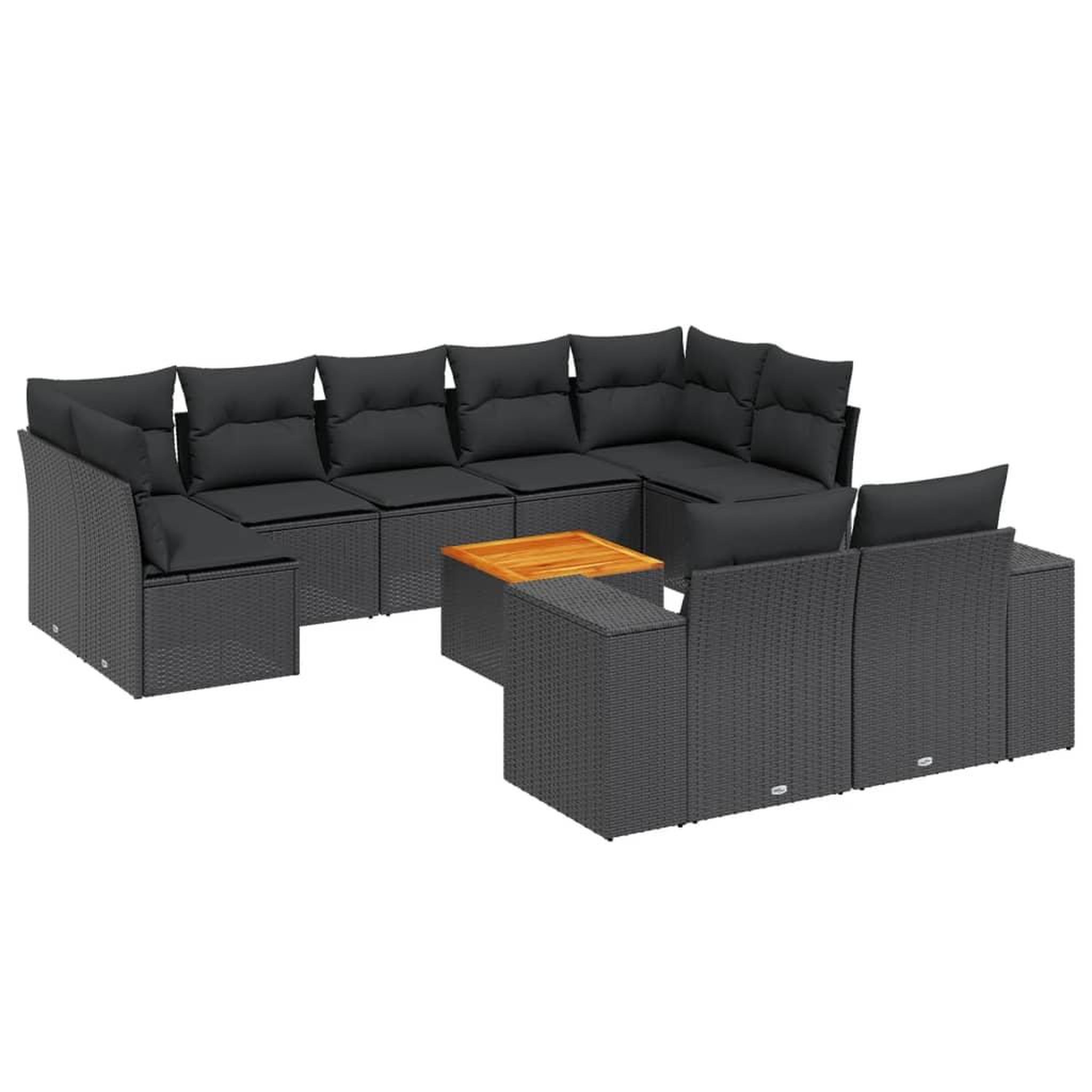 Voir la diapositive 2 : VIDAXL Salon de jardin 10 pcs avec coussins noir resine tressee