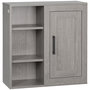 Voir la diapositive 1 : KLEANKIN Armoire haute murale de salle de bain ou WC placard 1 porte 3 niches dim. 48L x 20l x 50H cm panneaux particules gris