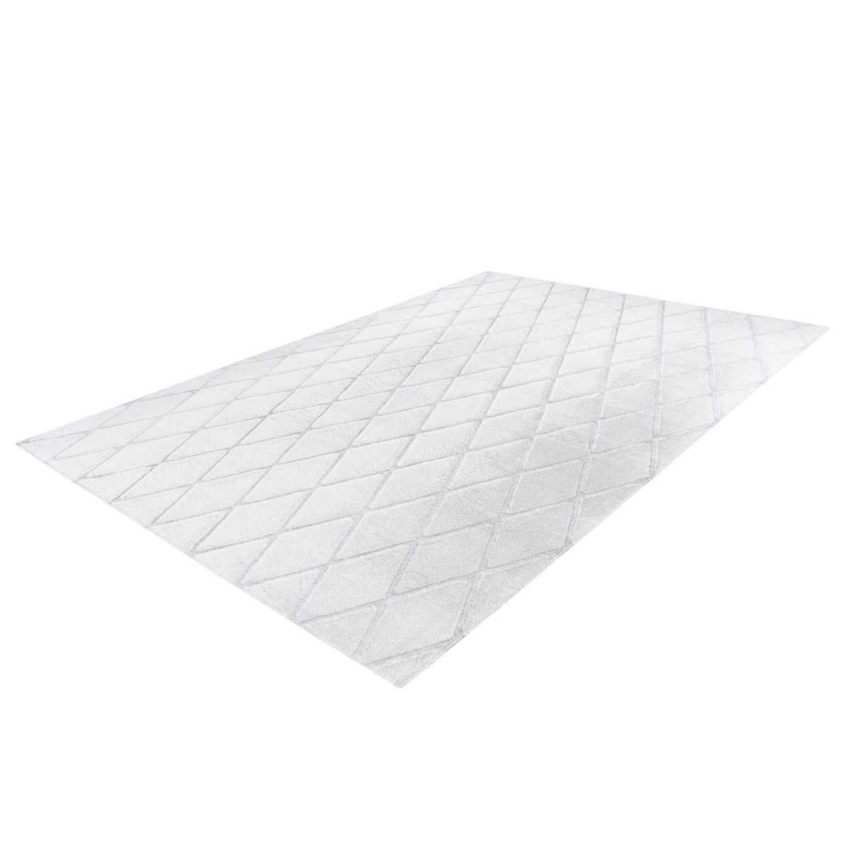 Paris Prix Tapis Shaggy Géométrique  Vivica  Blanc & Bleu Gris