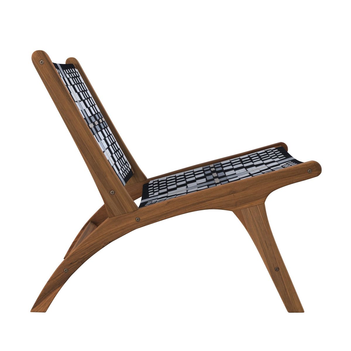 Rendez vous déco Fauteuil noir et blanc en bois de teck et laine tressée - Callie