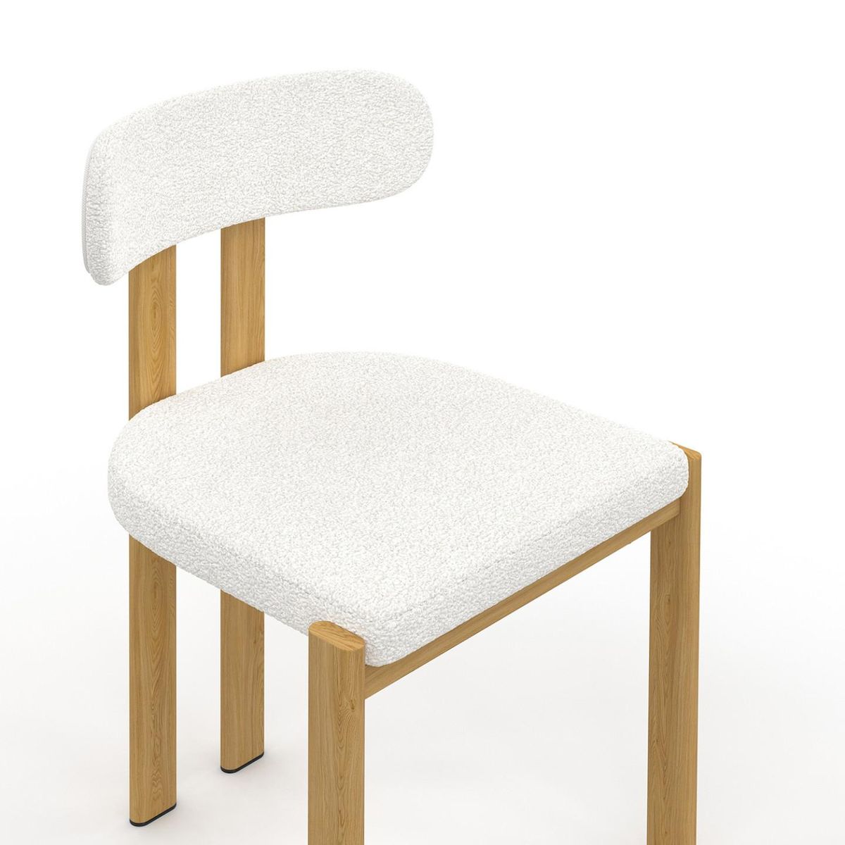 ID MARKET Lot de 4 chaises ESMA en métal effet bois et tissu bouclette pour salle à manger