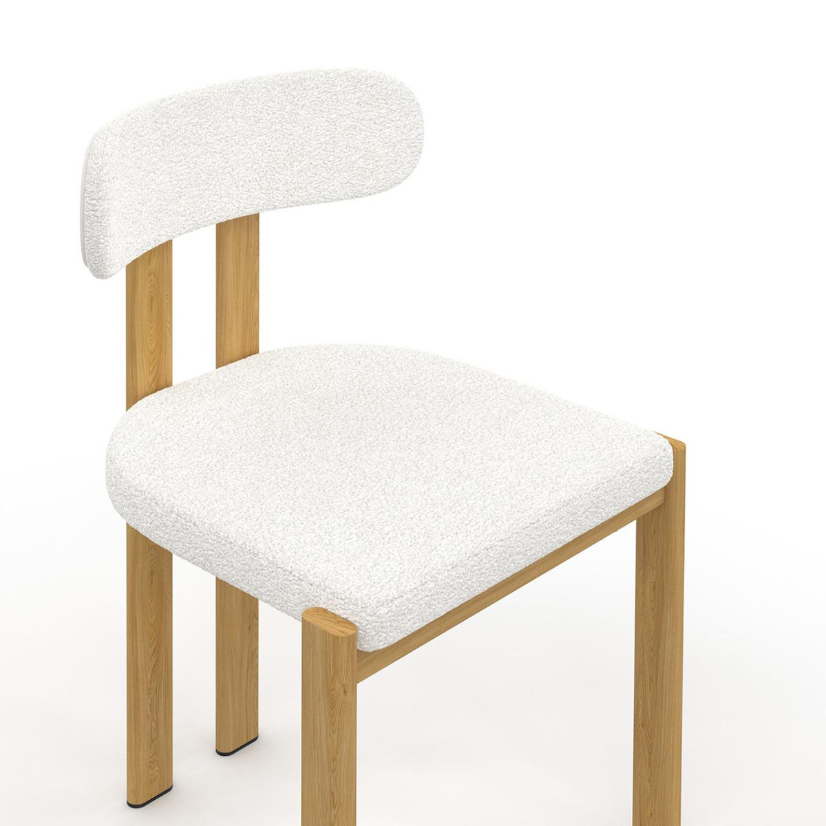 ID MARKET Lot de 4 chaises ESMA en métal effet bois et tissu bouclette pour salle à manger