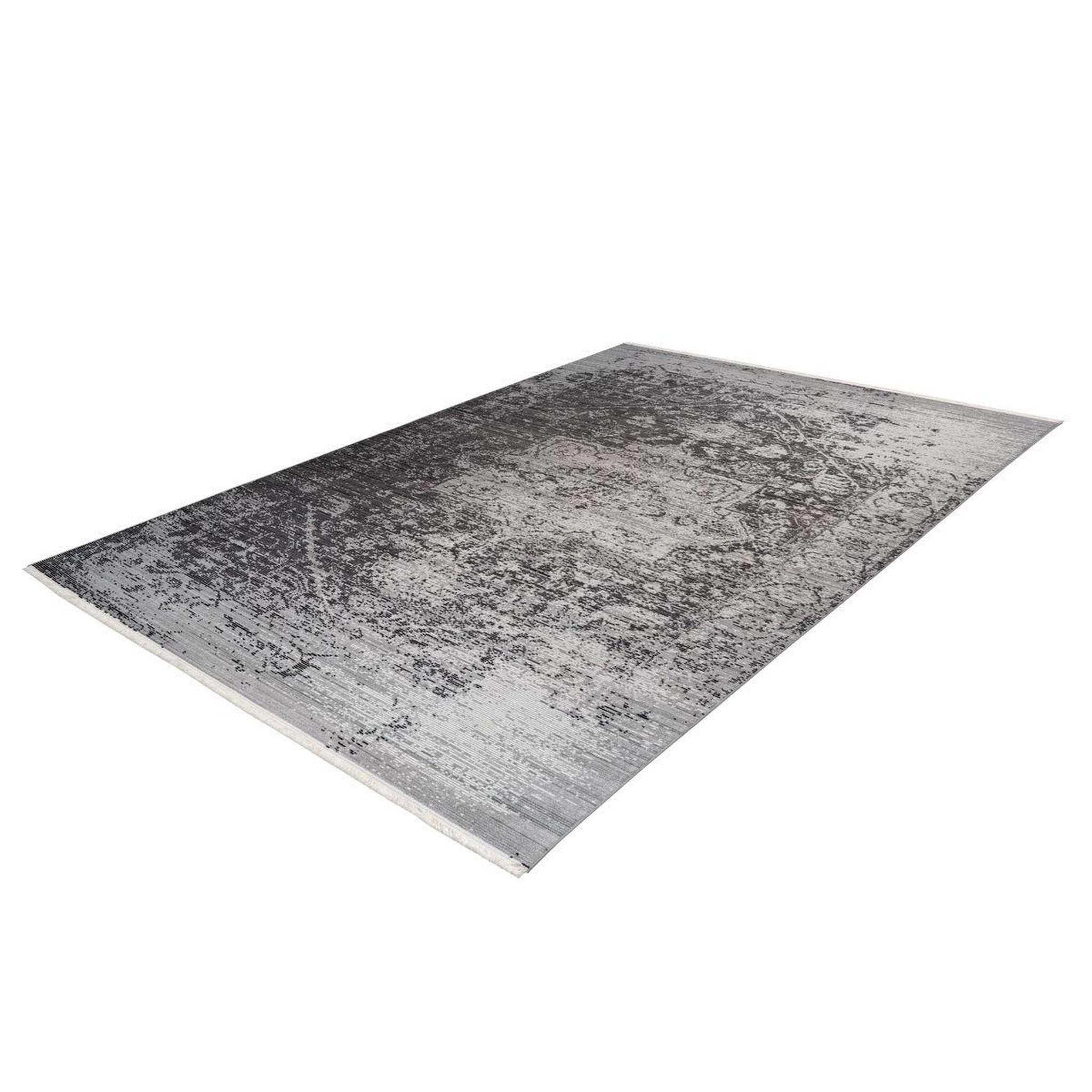 Voir la diapositive 4 : Paris Prix Tapis vintage à franges  baroque viii  gris
