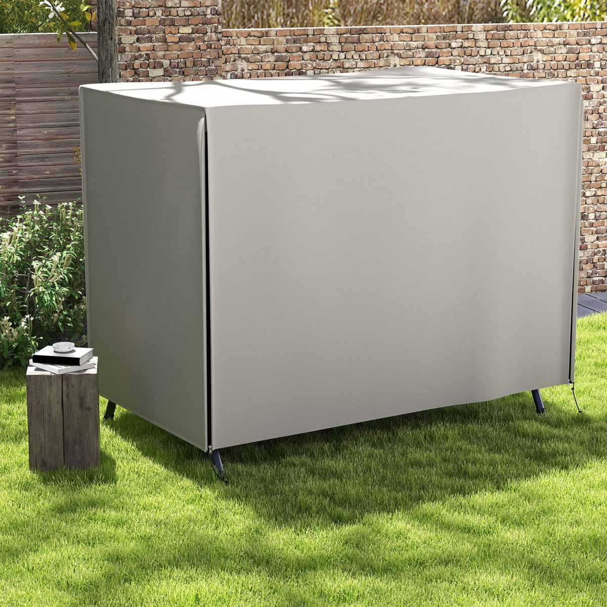 OUTSUNNY Housse de protection balancelle de jardin 3 places bâche étanche dim. 2,05L x 1,24l x 1,64H m polyester PVC haute densité gris