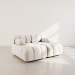 LISA DESIGN Ruby - canapé droit 4 places avec double méridienne - assise profonde - en velours texturé. Coloris disponibles : Gris, Beige, Bleu, Noir, Orange