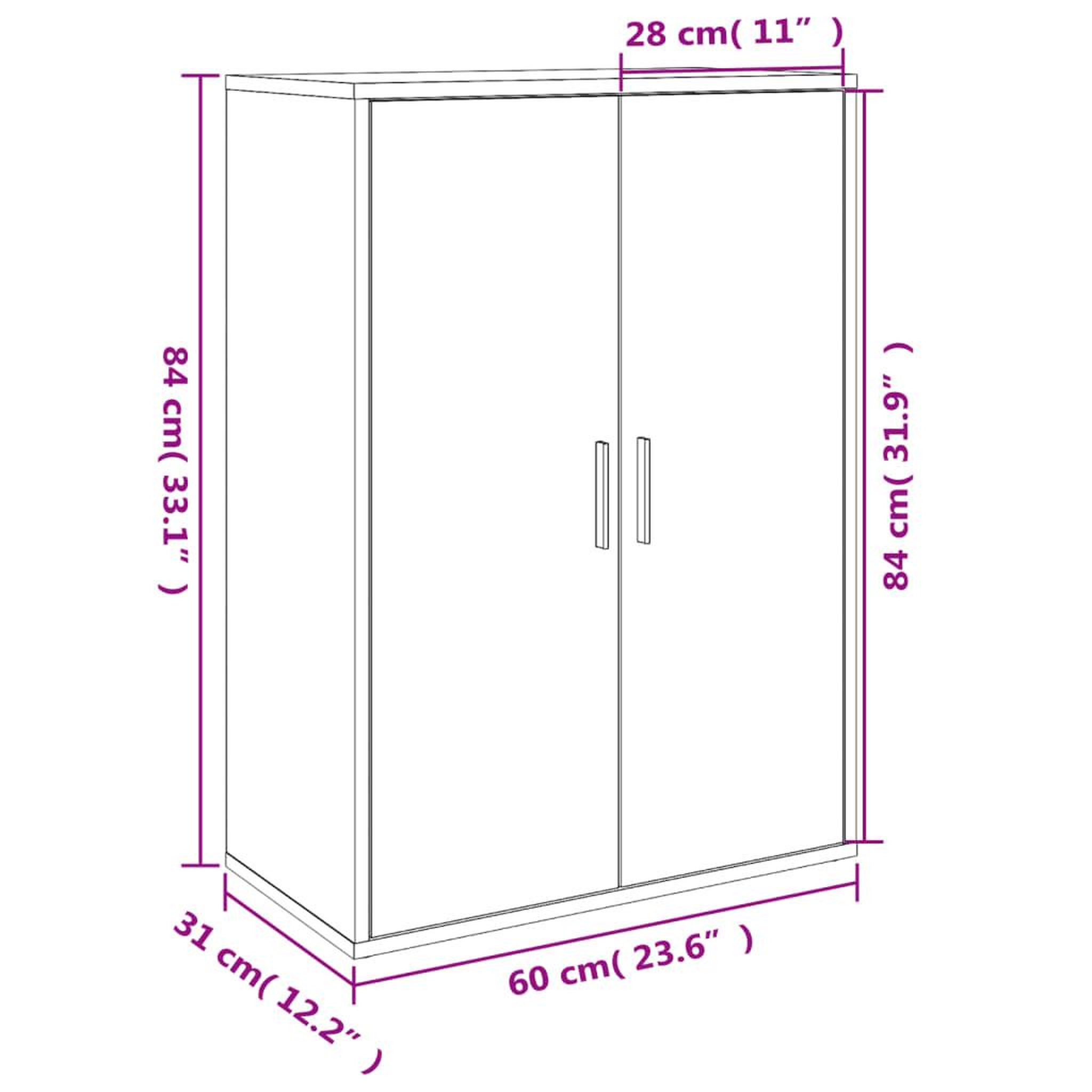 Voir la diapositive 6 : VIDAXL Buffet sonoma gris 60x31x84 cm bois d'ingenierie
