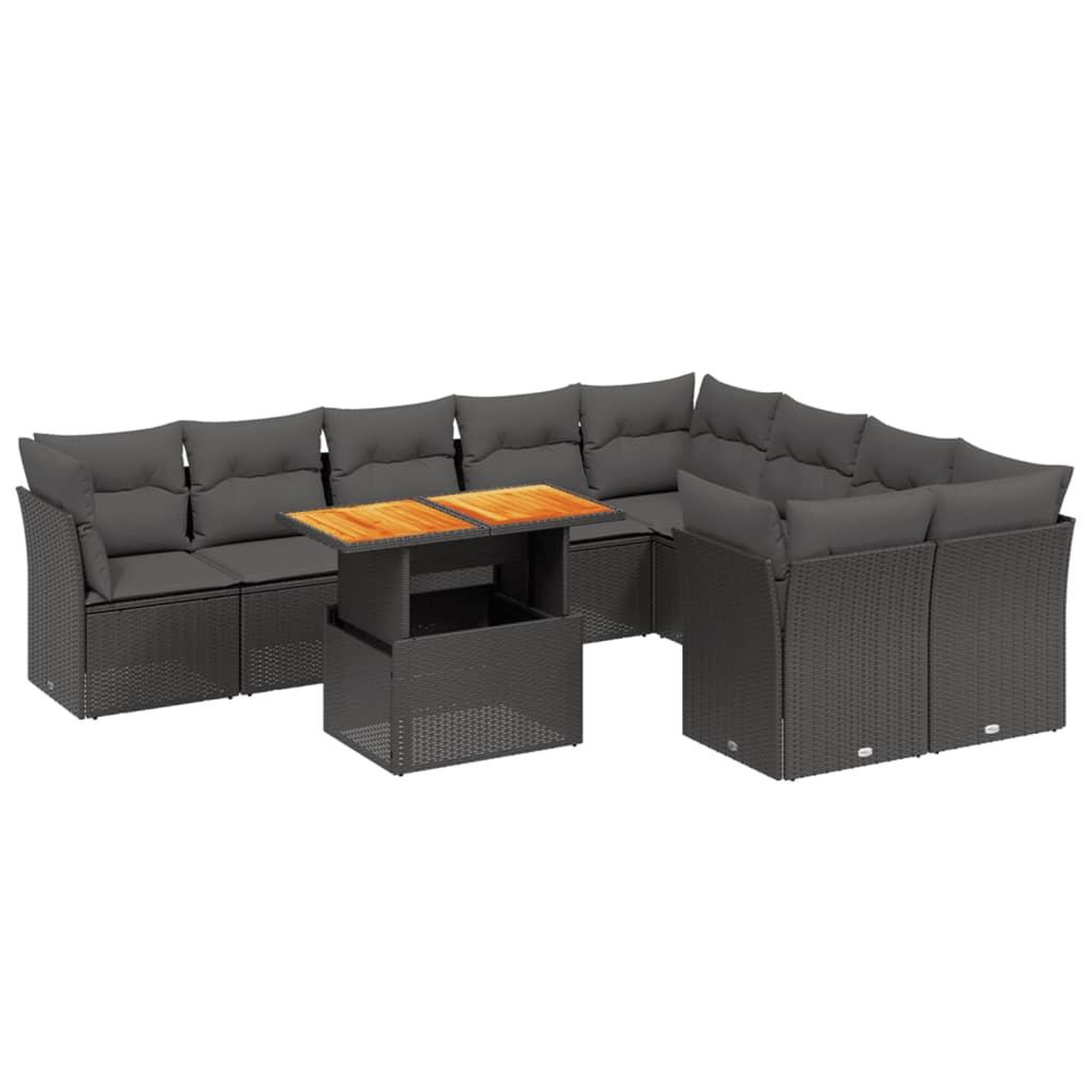 Voir la diapositive 2 : VIDAXL Salon de jardin 10 pcs avec coussins noir resine tressee