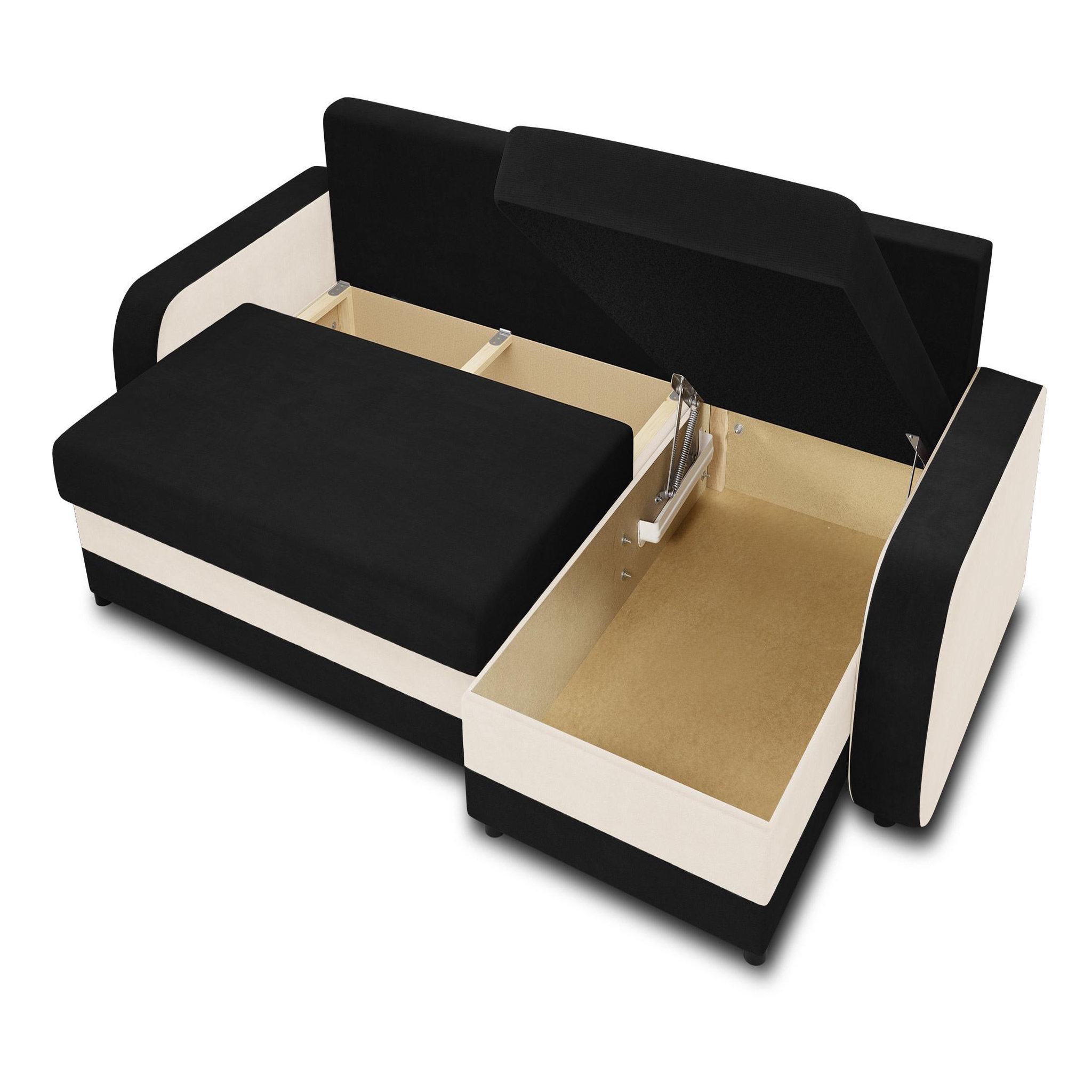 Voir la diapositive 3 : BEST MOBILIER Valos - canapé d'angle réversible - 4 places - convertible avec coffre - en velours