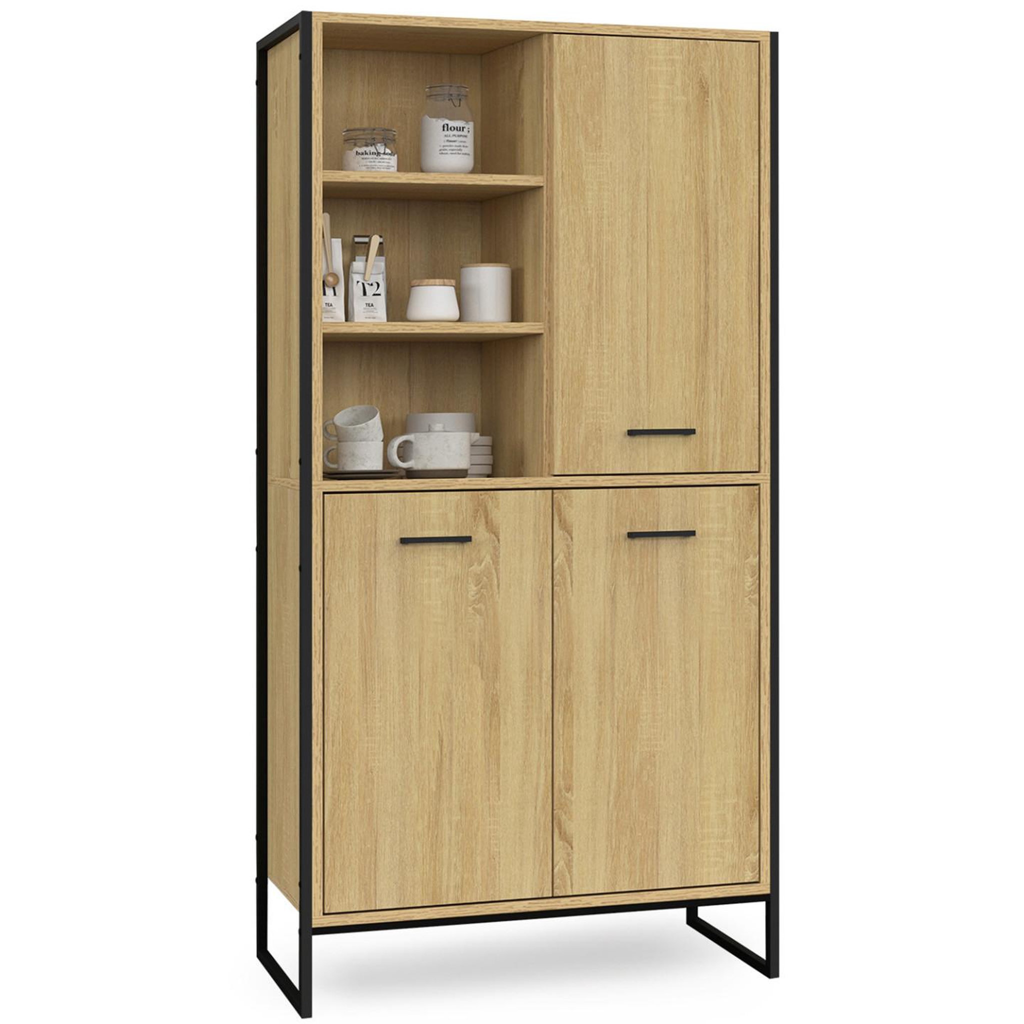 ID MARKET Buffet haut h. 160 cm detroit 3 portes design industriel