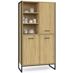 ID MARKET Buffet haut H. 160 cm DETROIT 3 portes design industriel