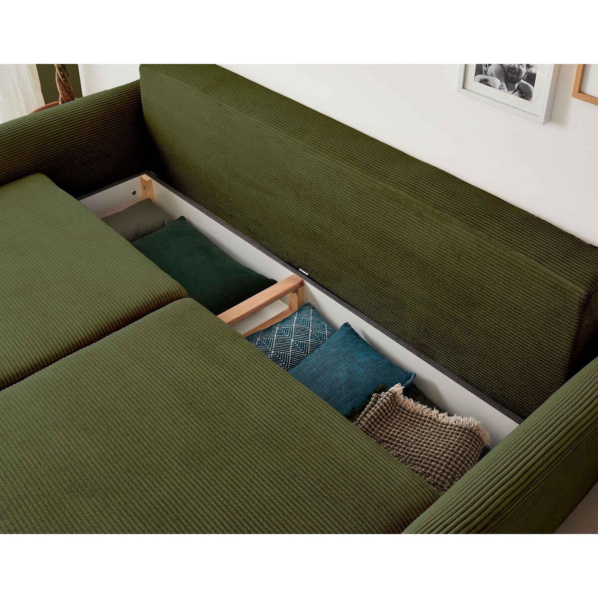 LISA DESIGN Dan - canapé 3 places - convertible avec coffre - en velours côtelé