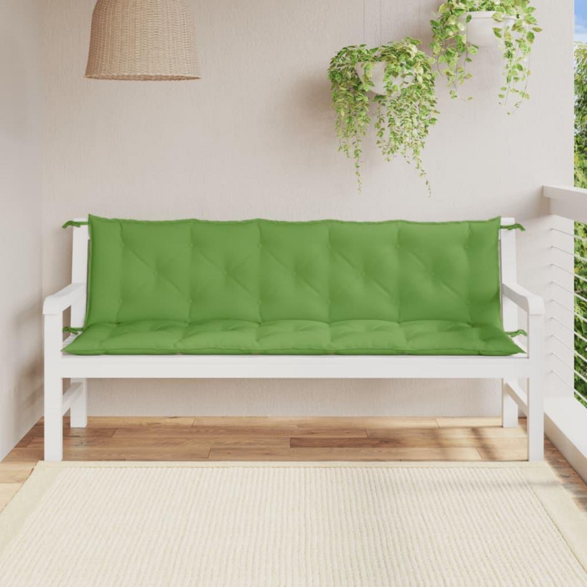 VIDAXL Coussins de banc de jardin lot de 2 vert melange tissu