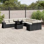 VIDAXL Salon de jardin 11 pcs avec coussins noir resine tressee