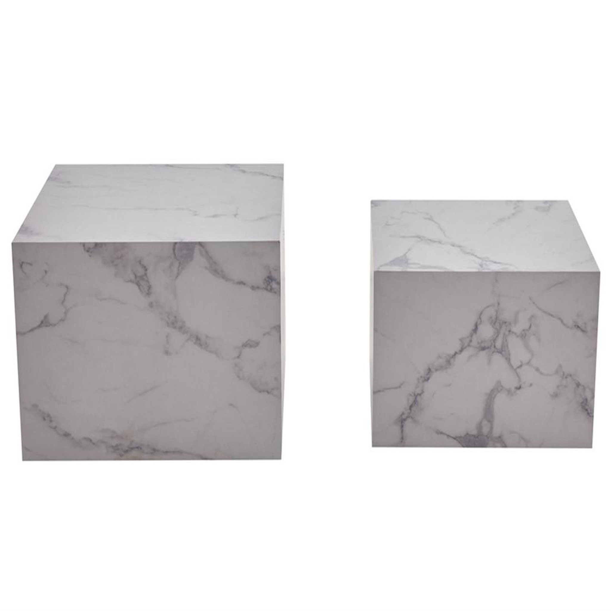 Voir la diapositive 6 : LISA DESIGN Fabio - lot de 2 tables basses - marbre blanc