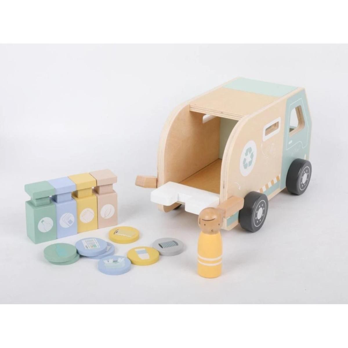 ELINELI Véhicule éveil camion poubelle en bois
