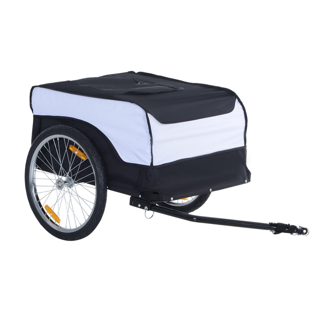 HOMCOM Remorque vélo cargo - housse amovible, attelage inclus - charge max. 40 Kg - acier oxford noir blanc