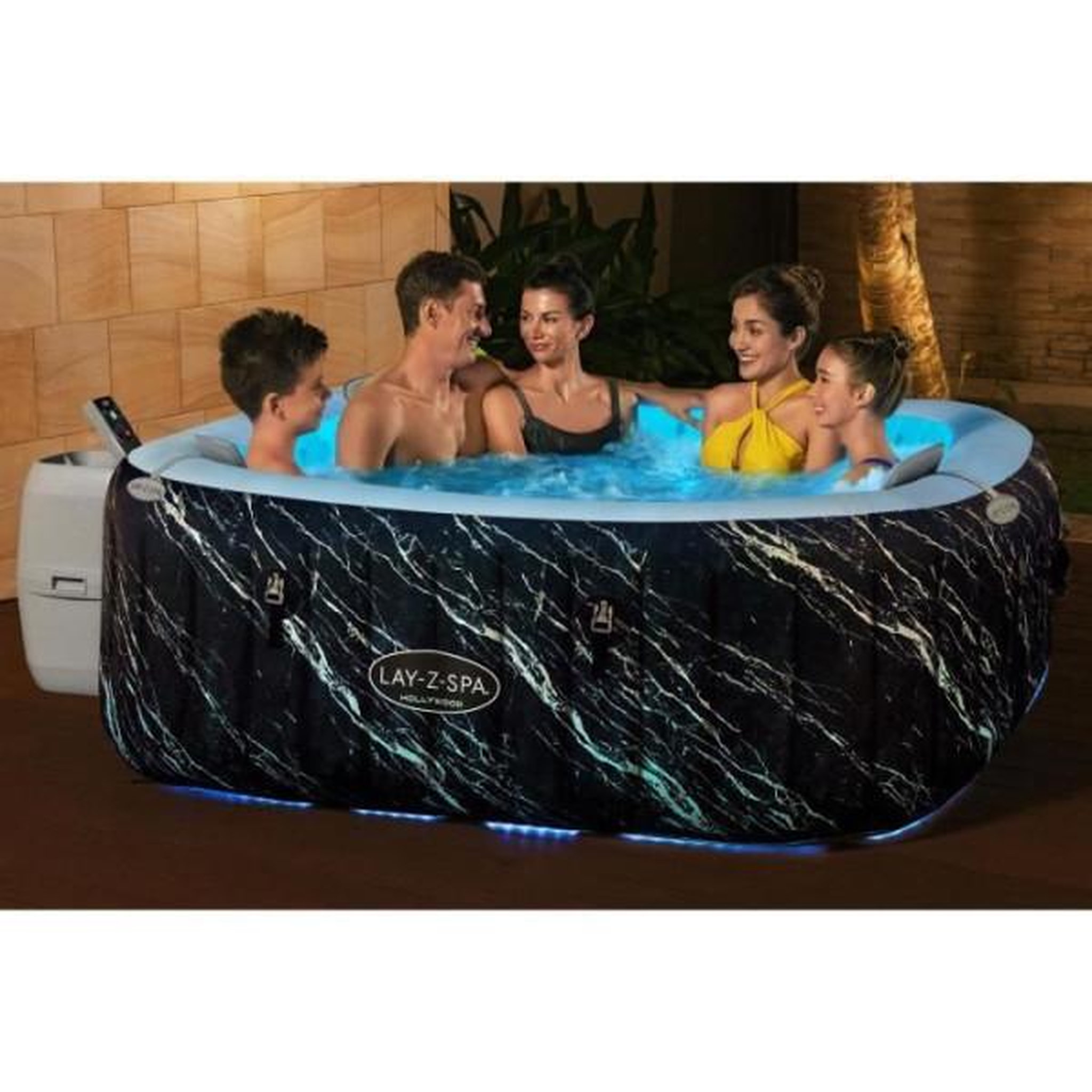 Voir la diapositive 4 : BESTWAY Spa gonflable BESTWAY - Lay-Z-Spa Hollywood - 140 airjets - 180 x 180 x 66 cm - 4 a 6 places - Carré (couverture, cartouche)