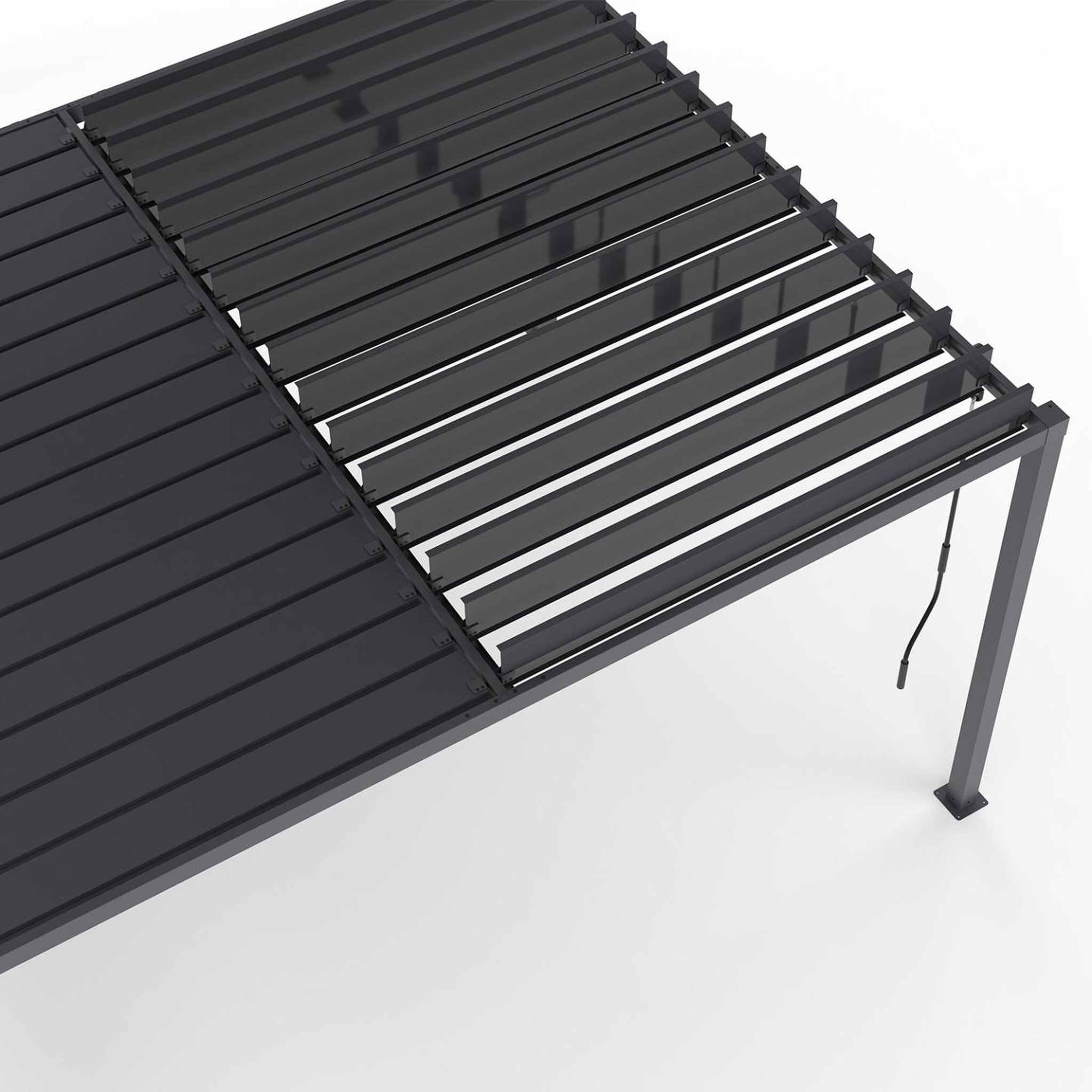 Voir la diapositive 6 : ID MARKET Pergola bioclimatique lames orientables acier 3x4 m et 4 stores gris anthracite