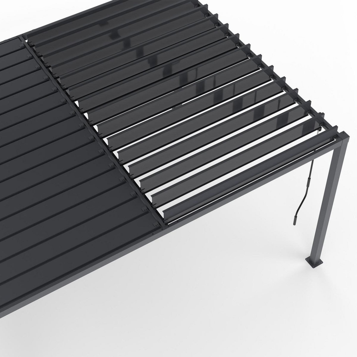 ID MARKET Pergola bioclimatique lames orientables acier 3x4 M et 4 stores gris anthracite