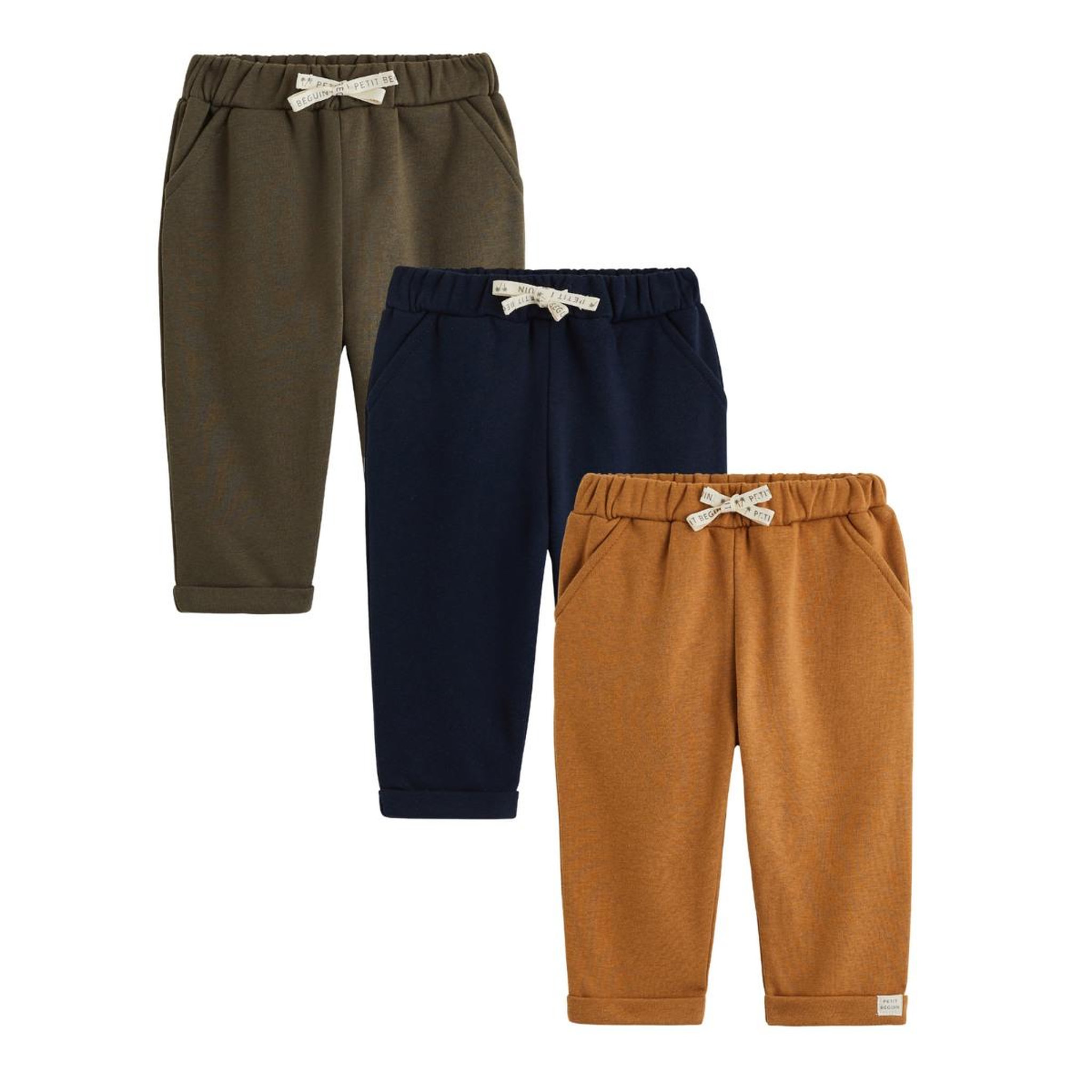 Voir la diapositive 1 : PETIT BEGUIN Lot de 3 pantalons bébé en molleton