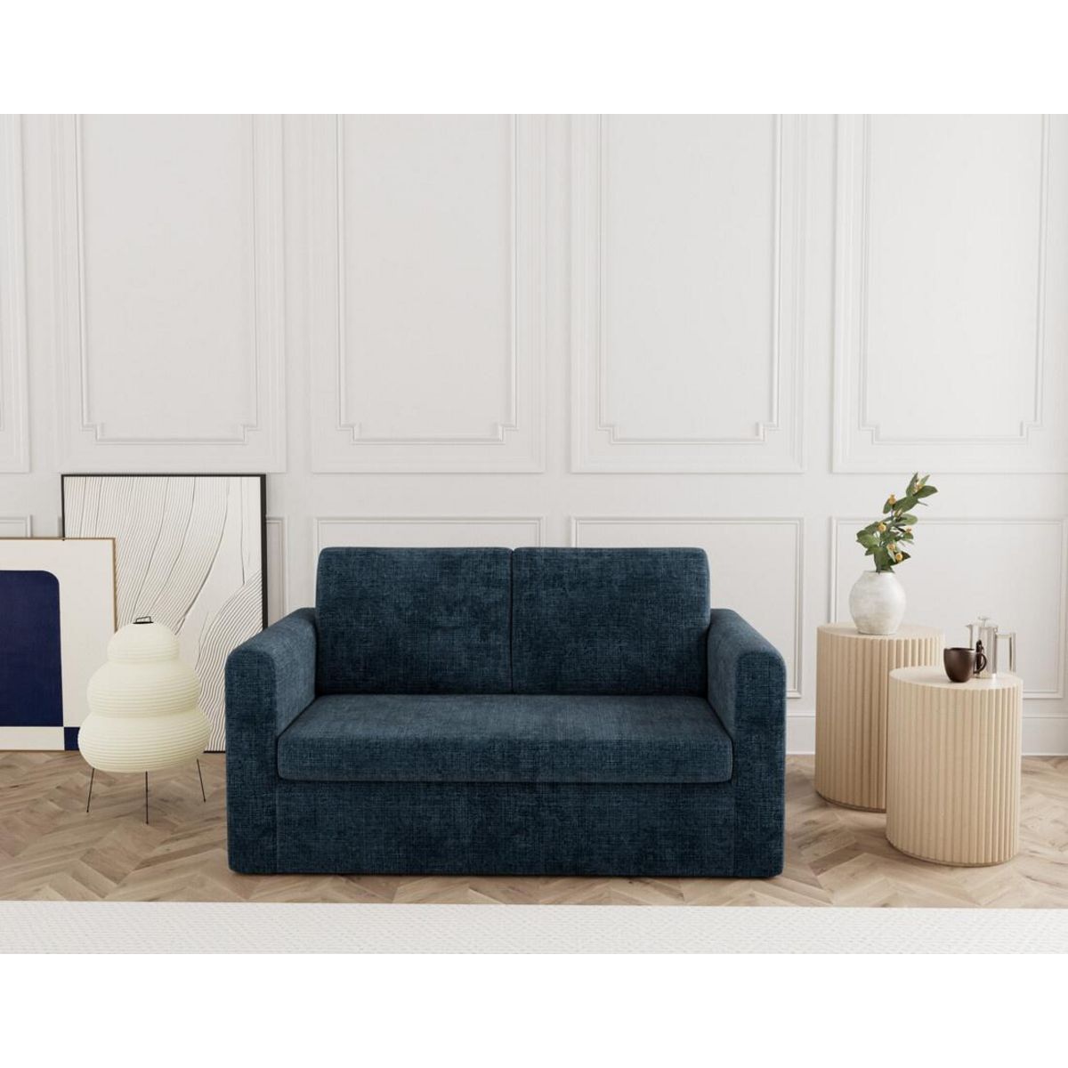 BEST MOBILIER Marilia - canapé 2 places convertible déplimousse en velours texturé