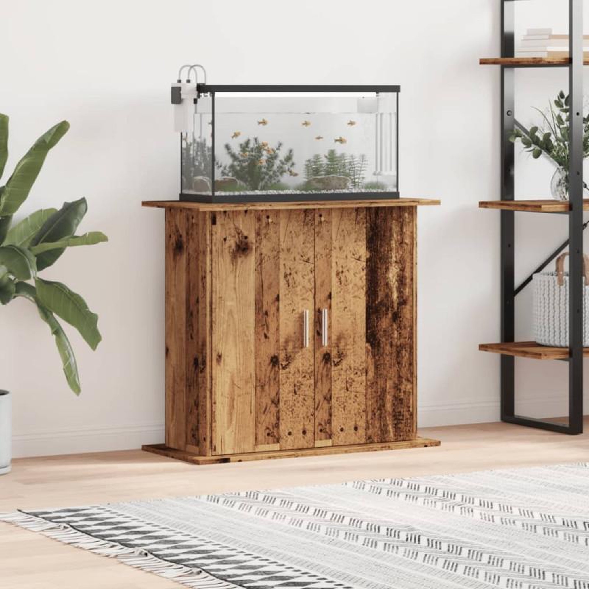 VIDAXL Support pour aquarium vieux bois 81x36x73 cm bois d ingénierie