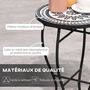 Voir la diapositive 6 : OUTSUNNY Table ronde style fer forgé bistro plateau mosaïque céramique métal époxy anticorrosion noir blanc