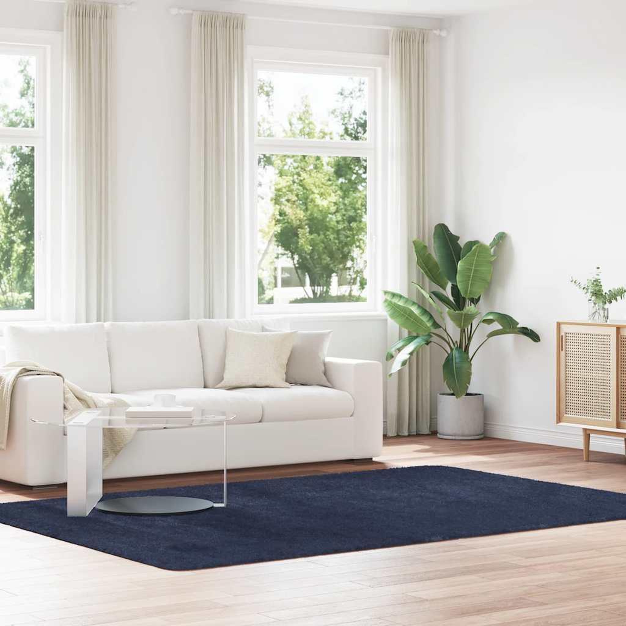 VIDAXL Tapis shaggy a poils longs NAVARRA bleu marine 200x290 cm
