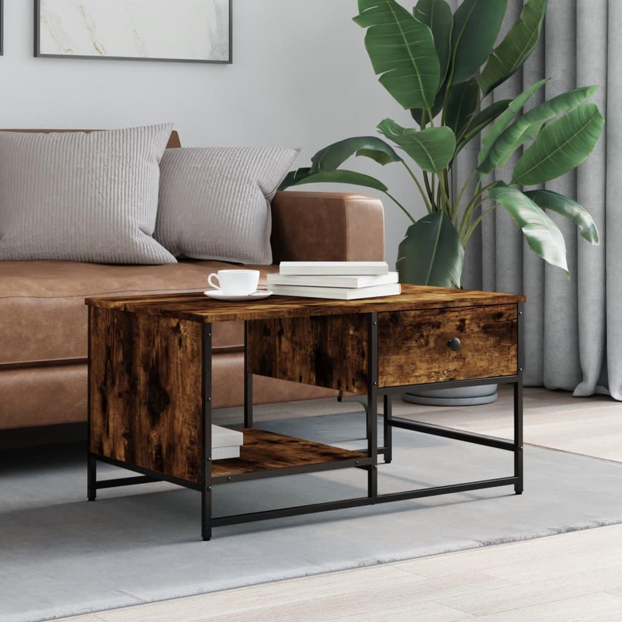 VIDAXL Table basse chene fume 85,5x51x45 cm bois d'ingenierie