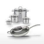 ELO Lot Poêles 32cm & 24cm Elo Relief Evolution avec 4 Faitouts Elo Citrin