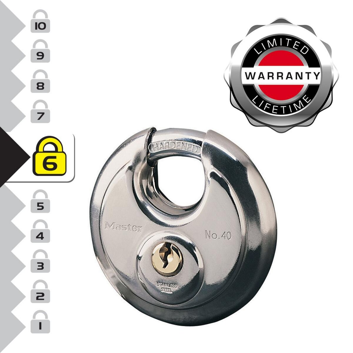 Master lock 40EURD Cadenas disque Marin avec Clé, Gris, 9,6 x 7 x 2,8 cm
