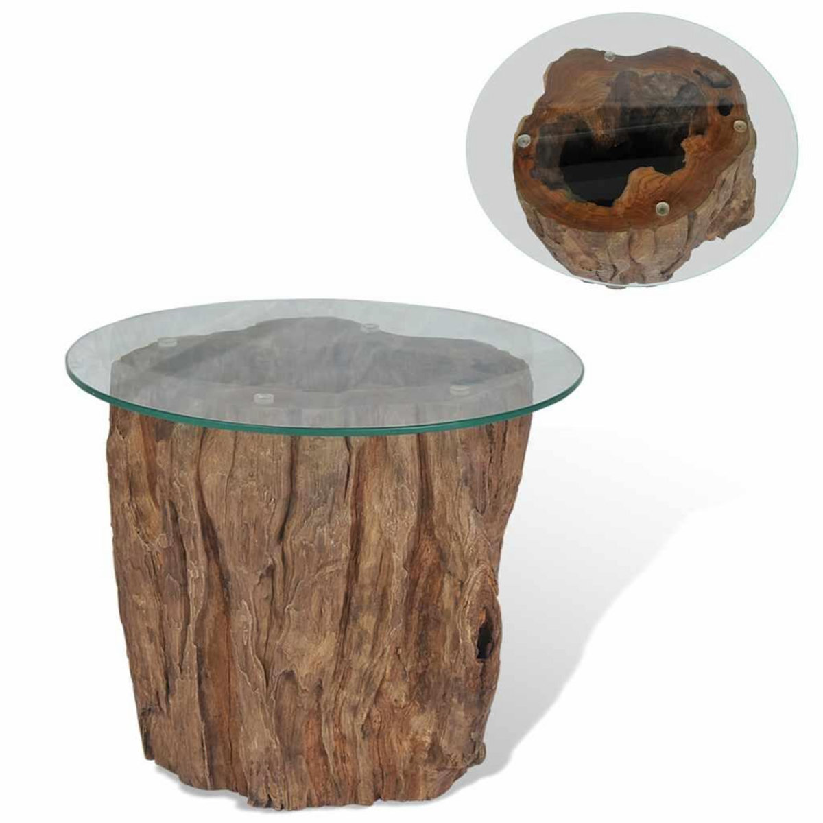 VIDAXL Table basse Teck Verre 50x40 cm