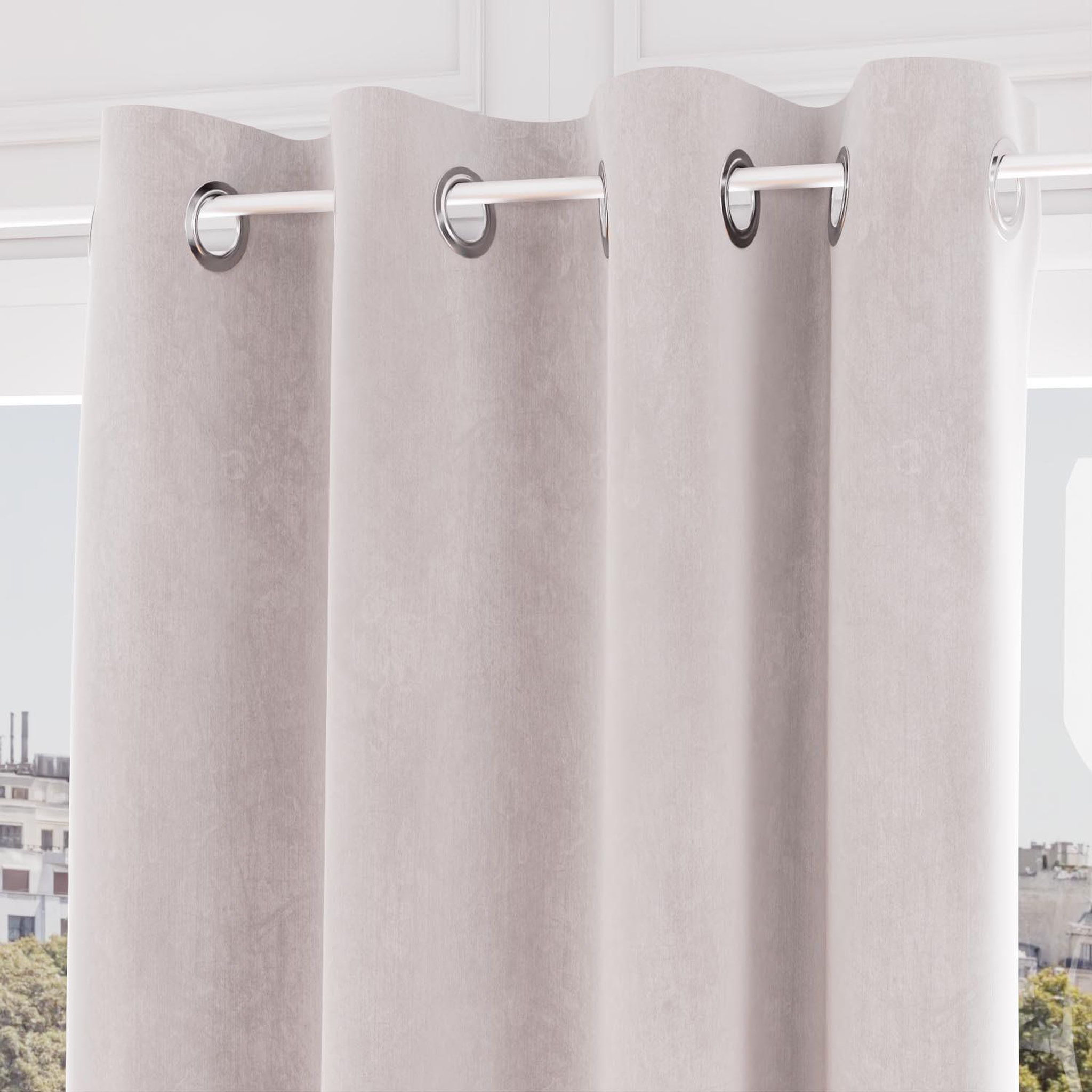 Voir la diapositive 1 : SOLEIL D'OCRE Rideau oeillets en velours VELVET, par Soleil d'ocre