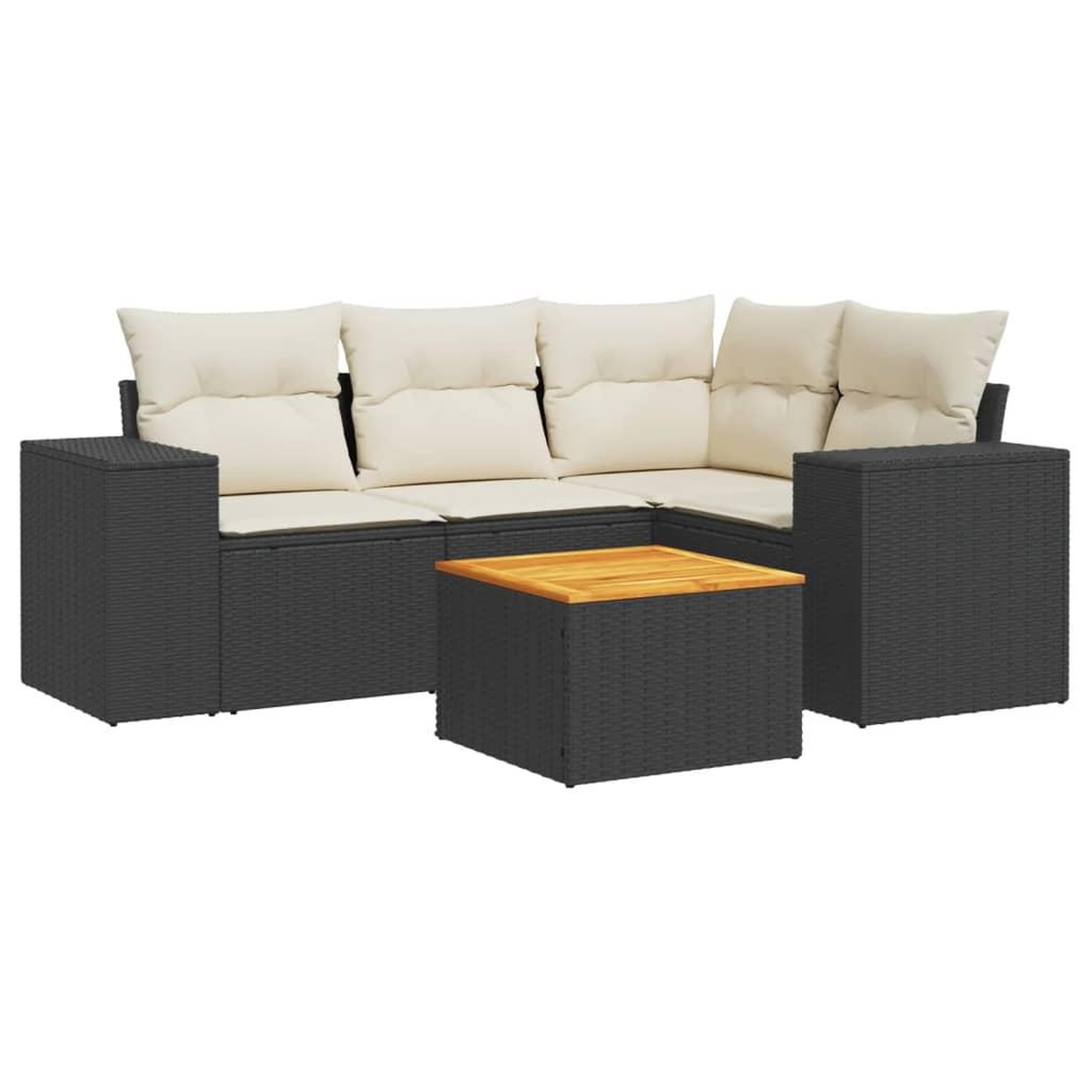 Voir la diapositive 2 : VIDAXL Salon de jardin 5 pcs avec coussins noir resine tressee