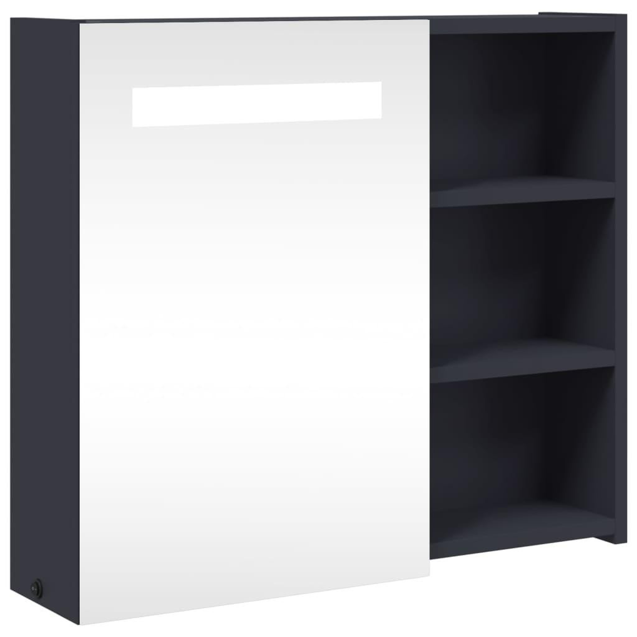 Voir la diapositive 2 : VIDAXL Armoire de salle de bain a miroir avec LED gris 60x13x52 cm