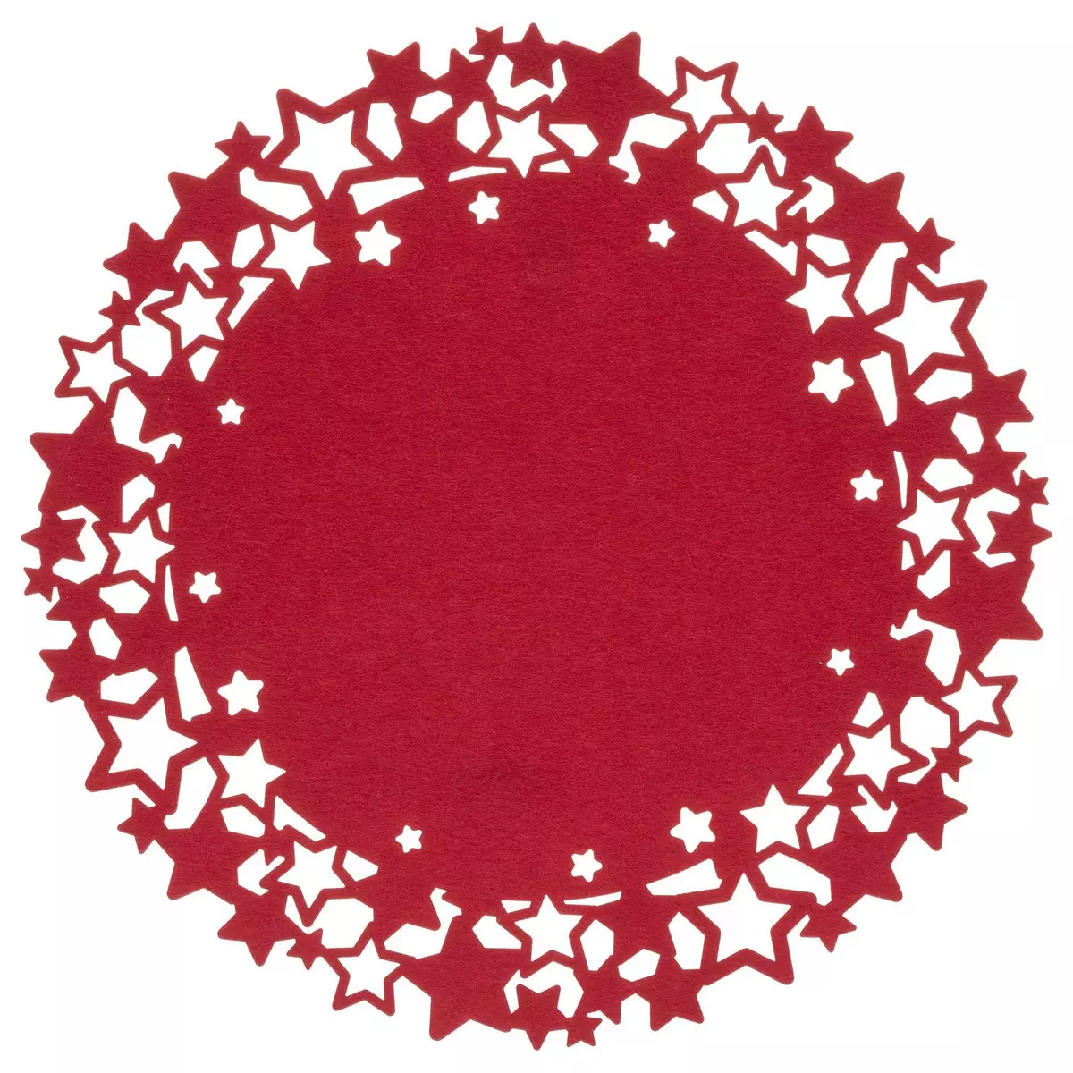 ATMOSPHERA Lot de 6 sets de table de Noël rond motifs étoiles en feutrine Diam. 38 cm - Rouge