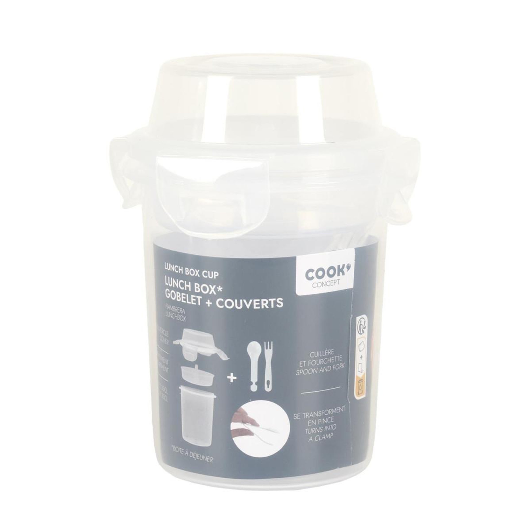 Voir la diapositive 3 : COOK CONCEPT Lunch Box Double Compartiment  Gobelet  35cl Transparent