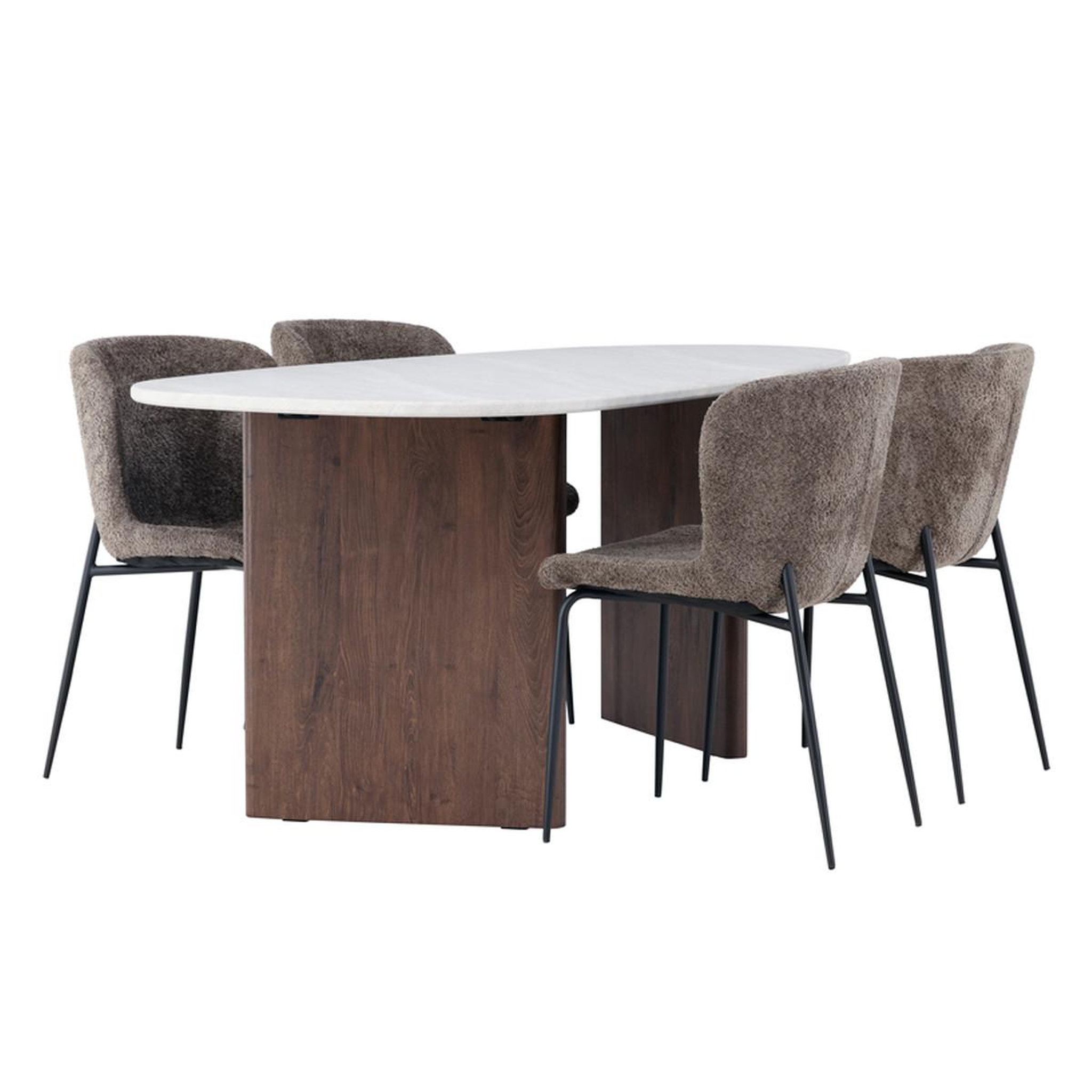 Paris Prix Ensemble table à manger & 4 chaises  gronvik & modesto  180cm gris clair & marron