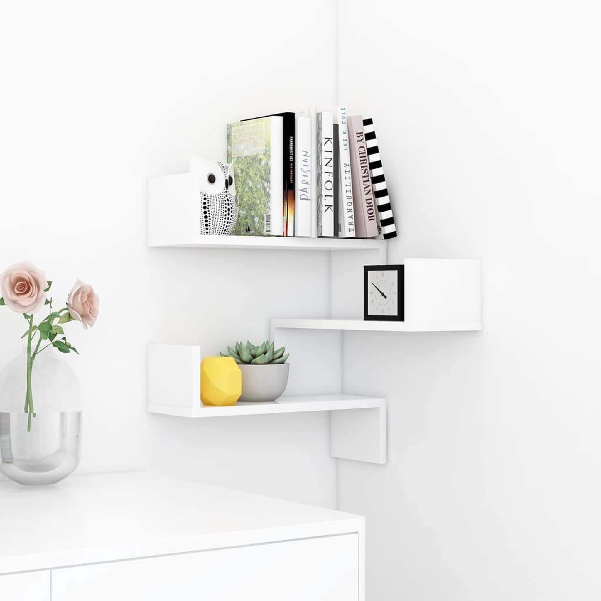 Voir la diapositive 3 : VIDAXL Etagere d'angle murale Blanc 40x40x50 cm bois d'ingenierie