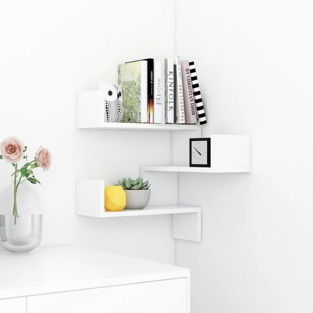 VIDAXL Etagere d'angle murale Blanc 40x40x50 cm bois d'ingenierie