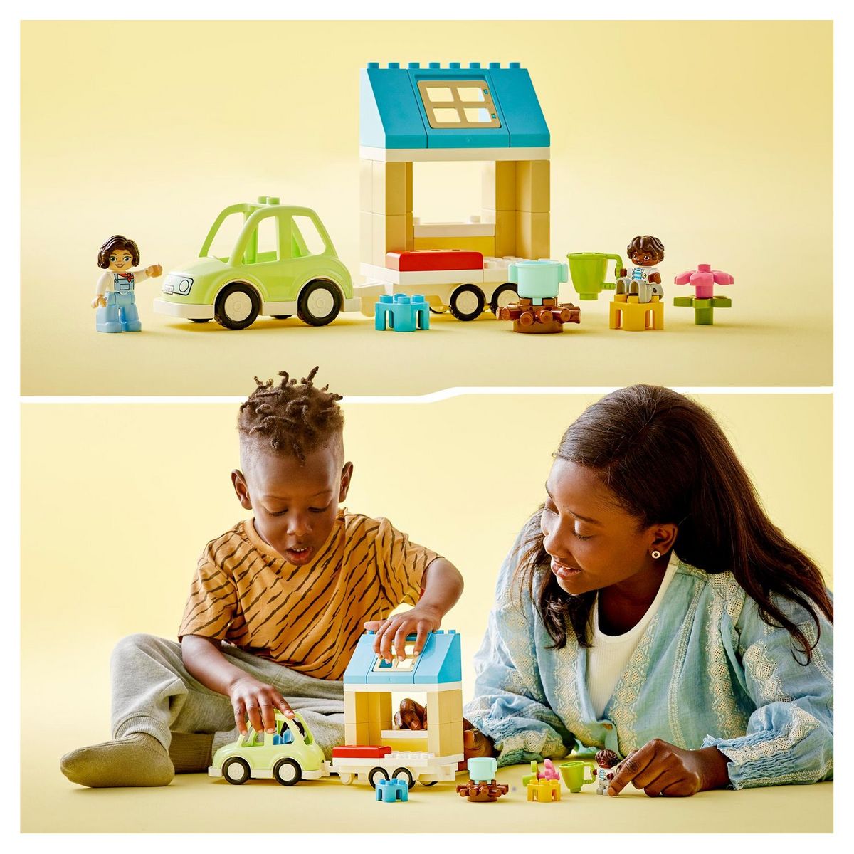 LEGO Duplo 10986 La maison familiale sur roues, Jouet Éducatif, avec Voiture, Briques