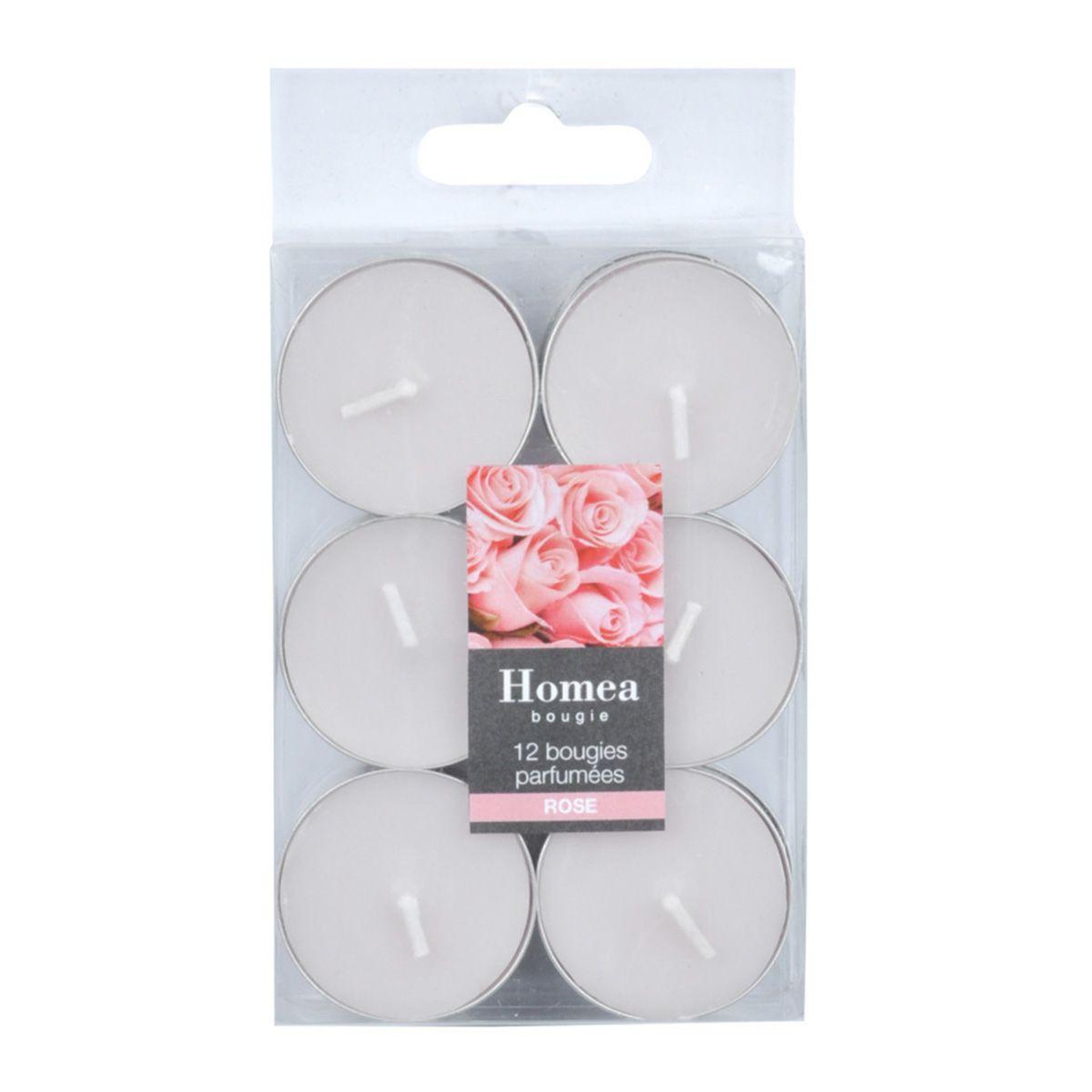 HOMEA Lot de 12 bougies chauffe-plat  essentiel  3,5cm rose