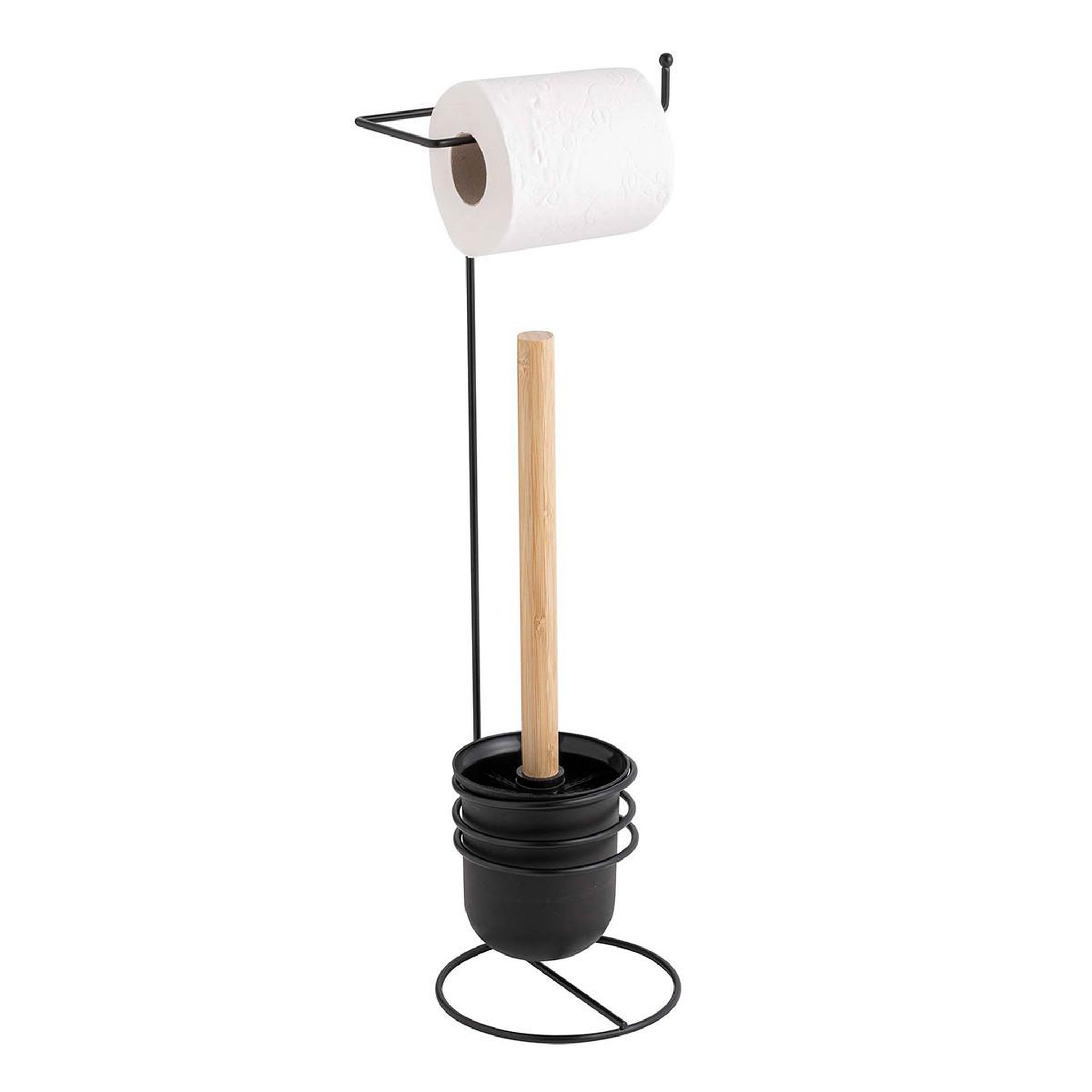 Voir la diapositive 2 : Douceur d'Intérieur Brosse wc avec dérouleur papier  filano  53cm noir