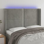 VIDAXL Tete de lit a LED Gris clair 147x16x118/128 cm Velours