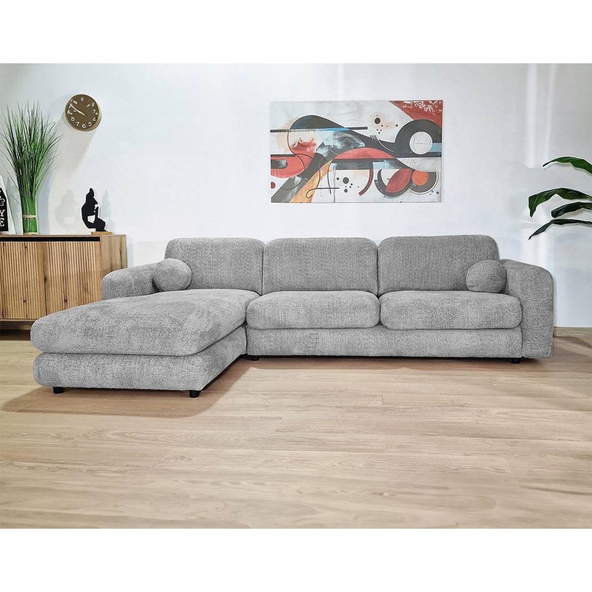 LISA DESIGN Rachel - canapé d'angle gauche 4 places en tissu bouclette