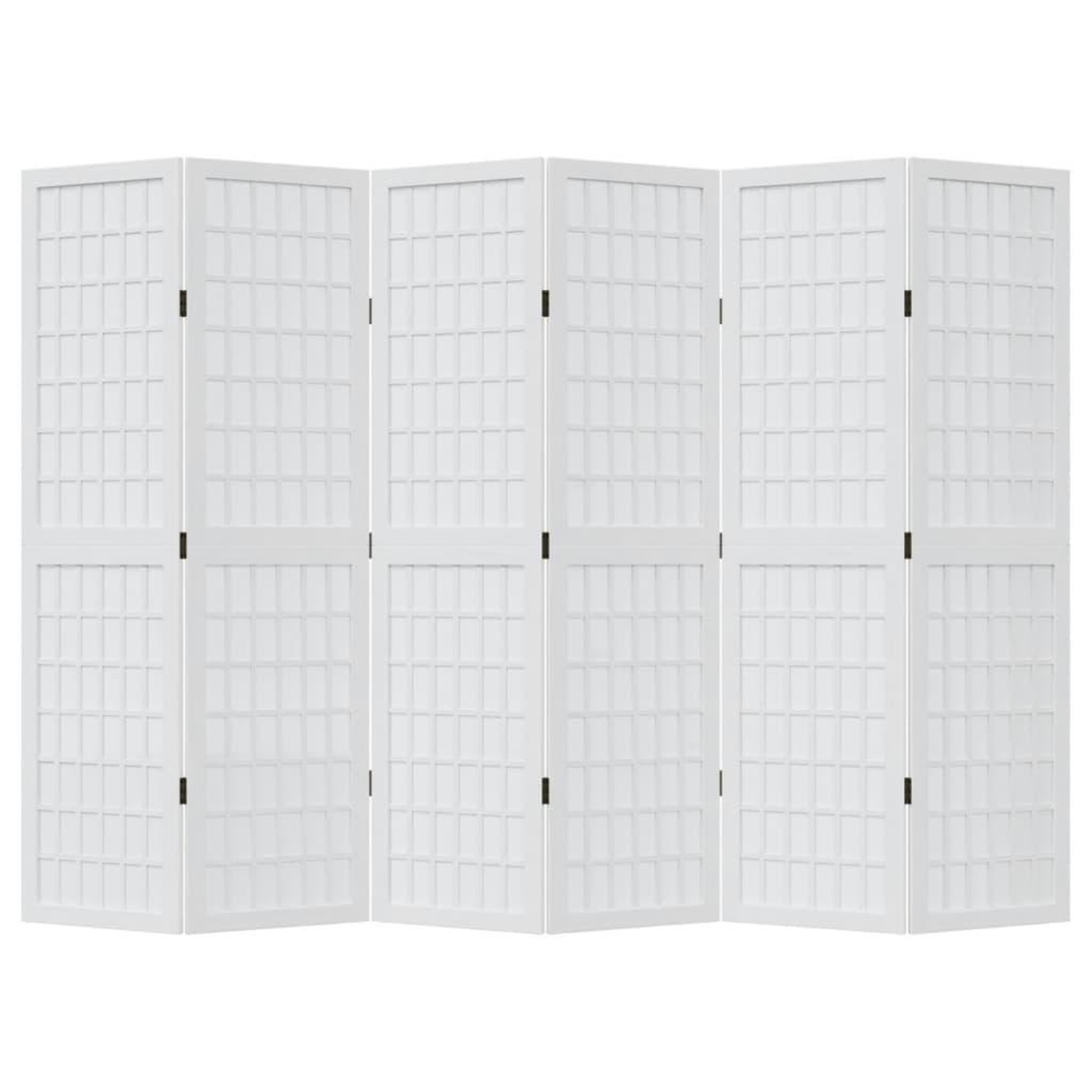Voir la diapositive 4 : VIDAXL Cloison de separation 6 panneaux blanc bois de paulownia massif