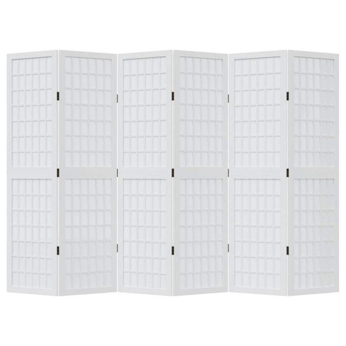 VIDAXL Cloison de separation 6 panneaux blanc bois de paulownia massif