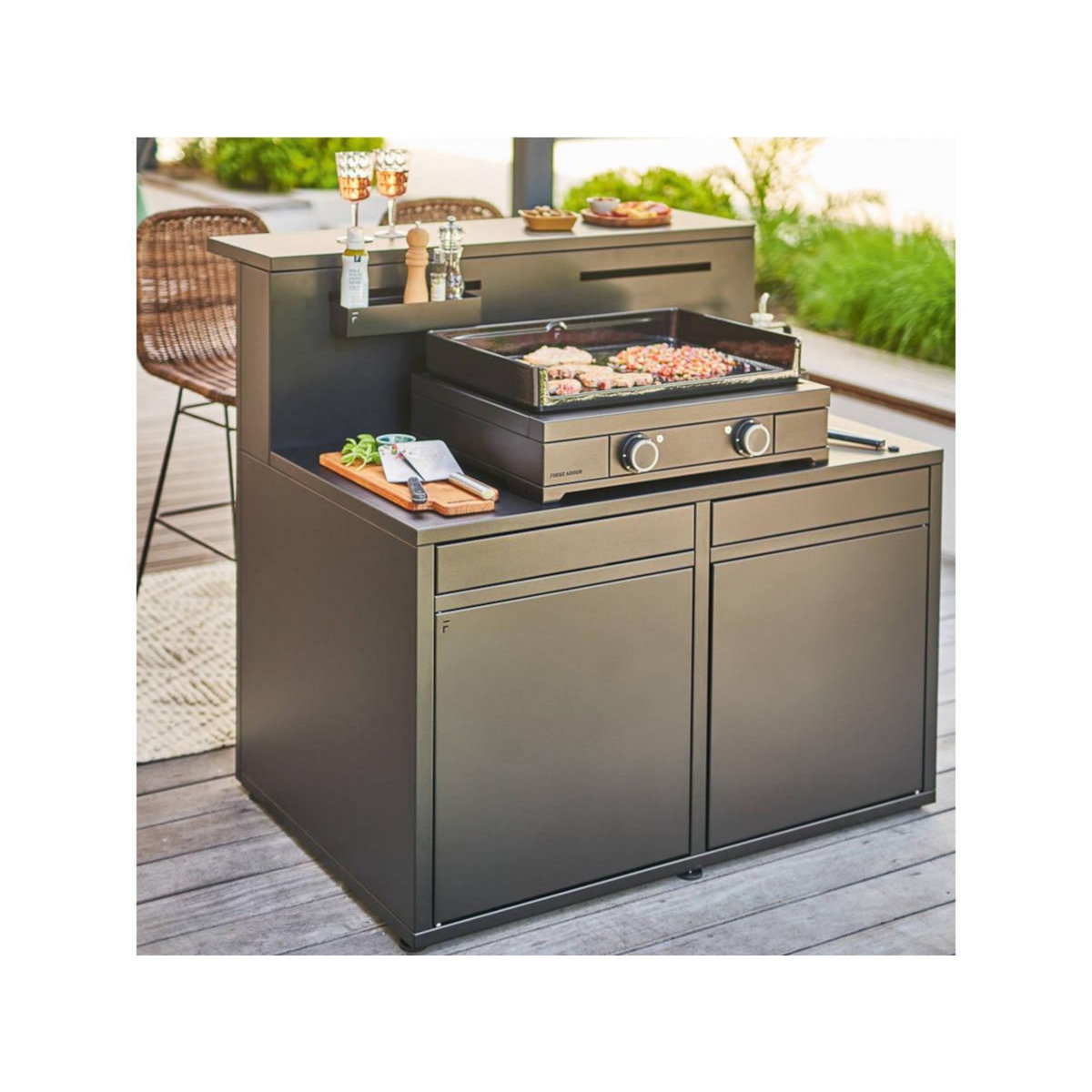 FORGE ADOUR Meuble de cuisine extérieure SC CBN Cuisine Comptoir Bar Noir