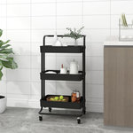 VIDAXL Chariot de cuisine 3 niveaux Noir 42x35x85 cm Fer et ABS