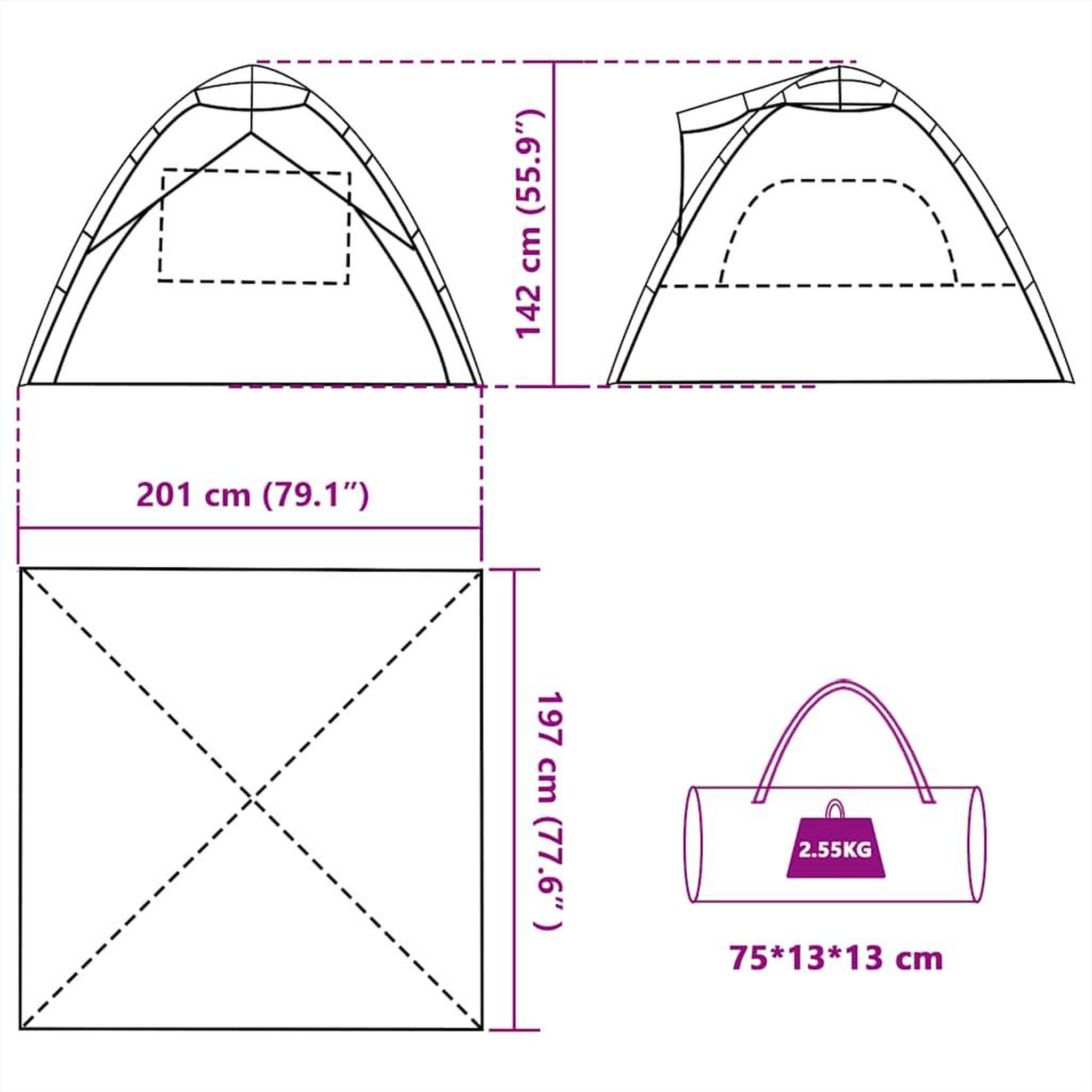 Voir la diapositive 6 : VIDAXL Tente de plage 3 personnes liberation rapide impermeable
